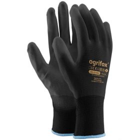 PU Tenyéren mártott fekete poliészter szerelőkesztyű