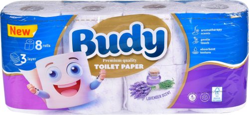 BUDY Háztartási toalettpapír 3 rétegű, cellulóz, levendula illatú