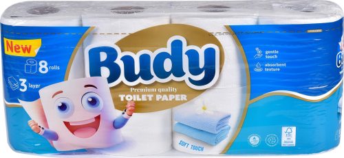 BUDY Háztartási toalettpapír 3 rétegű, cellulóz, soft