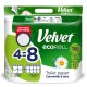 Velvet EcoRoll 3 rétegű, 100% cellulóz, kamilla illatú, extra hosszú háztartási toalettpapír, 4 tekercs/csomag