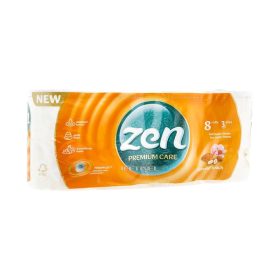   ZEN Háztartási toalettpapír 3 rétegű, cellulóz, mandula illat, 8 tekercs/csomag